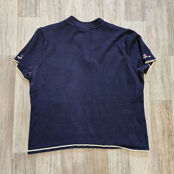 Emma James Sweater Womens Size L Beaded Embroidered Collared Boho Cottage - Picture 6 of 9